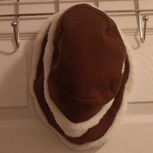 Brown and White Faux Fur Hat- NWOT